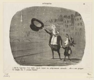 Mon fils, l'apparition d'une comète coincide…, Blatt 55 der Folge "Actualités", in: "Le Charivari", Paris 1853
