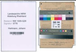 Entnazifizierung Johann Hartmann , geb. 25.09.1896 (Arbeiter)