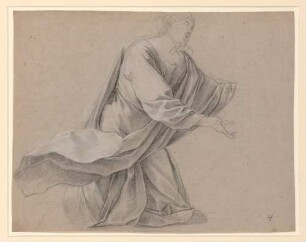 Vouet, Simon: Zeichnungen II, Blatt 29: Kniende drapierte Figur nach rechts - BSB Cod.icon. 397 b(29