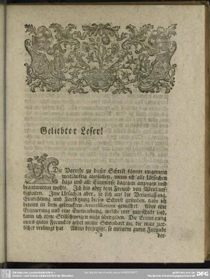 Geliebter Leser!