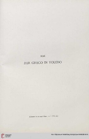 XXI. Der Greco in Toledo
