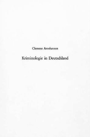 Kriminologie in Deutschland