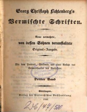 Georg Christoph Lichtenberg's Vermischte Schriften, 3