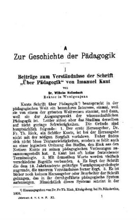 Beiträge zum Verständnisse der Schrift "Über Pädagogik" von Imanuel Kant