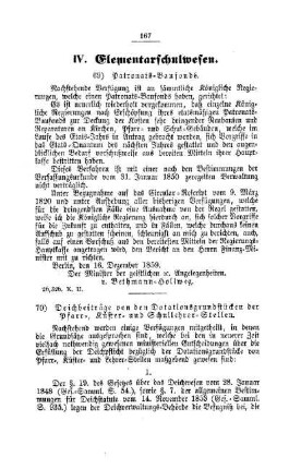 Deichbeiträge von den Dotationsgrundstücken der Pfarr-, Küster- und Schullehrer-Stellen : [IV. Elementarschulwesen]