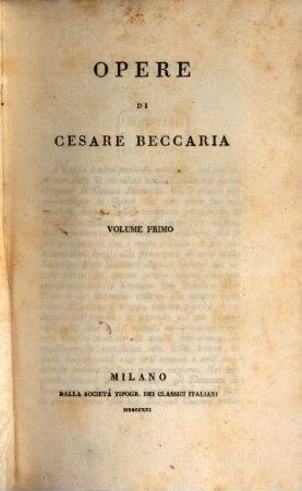 Opere, 1. Vita di C. Beccaria. Dei delitti e delle pene. Ricerche alla natura dello stile