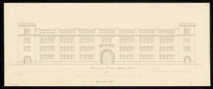 Kasernenfassade Monatskonkurrenz Dezember 1834: Aufriss Hauptansicht; Maßstabsleiste