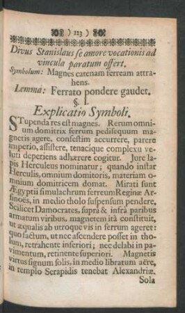 Divus Stanislaus se amore vocationis ad vincula paratum offert
