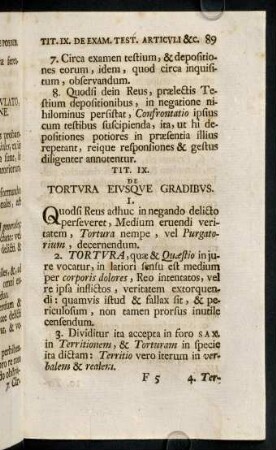 89-108, Tit. IX. De Tortura Eiusque Gradibus. - Tit. XV. De Executione Poenae.