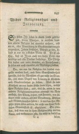 Wider Religionshas und Intoleranz.