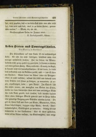 Ueber Hirten- und Sonntagsschulen