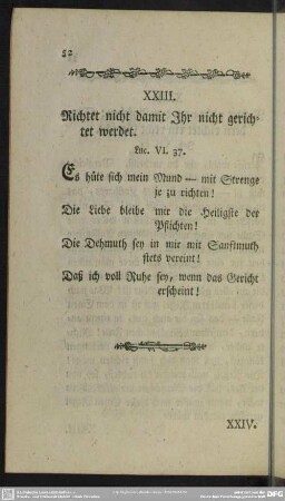 XXIII. Richtet nicht damit Ihr nicht gerichtet werden. Luc. VI. 37