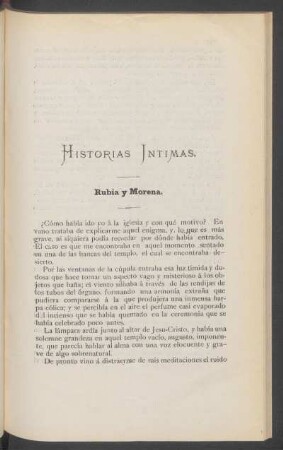 Rubia y morena. : Historias íntimas.