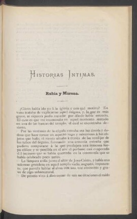 Rubia y morena. : Historias íntimas.