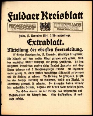 Ausgabe vom Sonntag, den 15. November 1914.
