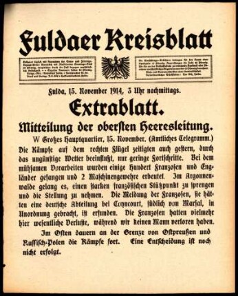 Ausgabe vom Sonntag, den 15. November 1914.