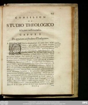 Caput I. De apparatu ad studium Theologicum.