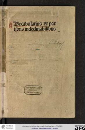 Vocabularius de partibus indeclinabilibus