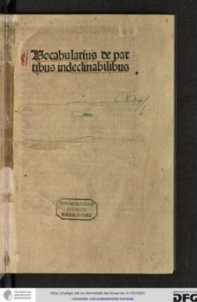 Vocabularius de partibus indeclinabilibus
