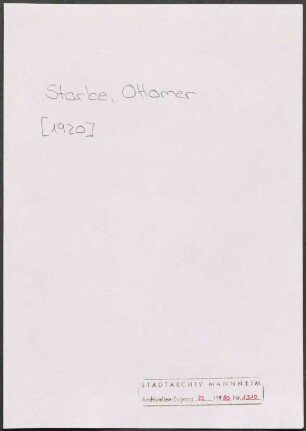 Starke Ottomar, Düsseldorf, an Wichert