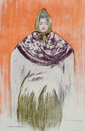 Aus einer Postkartenserie mit Damenporträts, gedruckt von J. Thomas, Barcelona