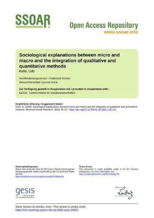 Sociological explanations between micro and macro and the integration of qualitative and quantitative methods