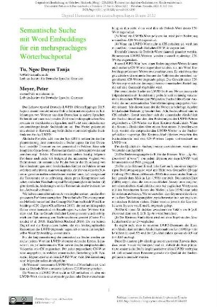Semantische Suche mit Word Embeddings für ein mehrsprachiges Wörterbuchportal