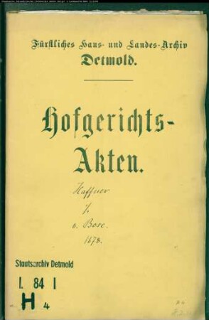 Haffner, Hans Christoph gegen Oberstleutnant von Boses Erben - Schuldforderung
