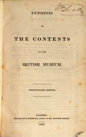 Synopsis of the contents of the British Museum
