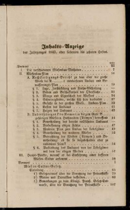 Inhalts-Anzeige des Jahrganges 1843, oder siebenten bis zehnten Heftes