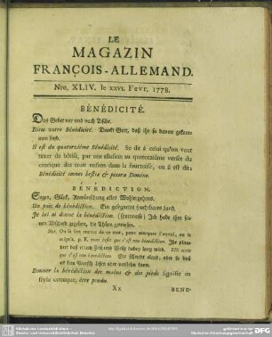 Nro. XLIV. le XXVI. Fevr. 1778