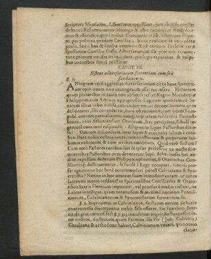 Caput III. Sistens adversariorum sententiam cum suis fundamentis.
