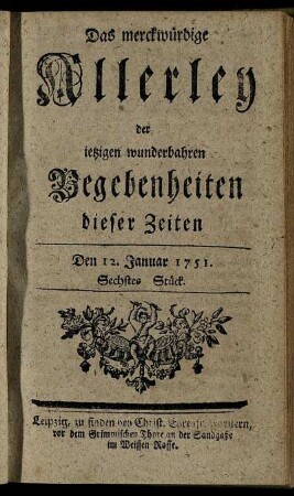 Den 12. Januar 1751. Sechstes Stück.