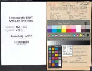 Entnazifizierung Albert Kusenberg , geb. 30.04.1893 (Weber)