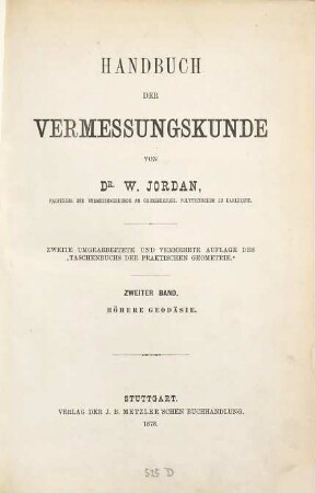 Handbuch der Vermessungskunde, 2. Höhere Geodäsie