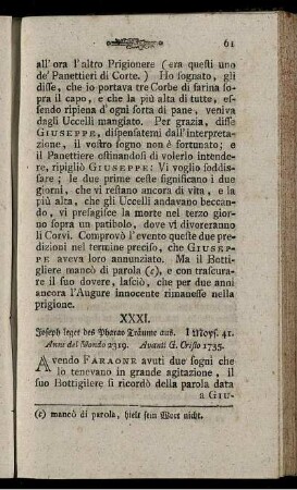 XXXI. Joseph leget des Pharao Träume aus. - XL. Moyses wird errettet.