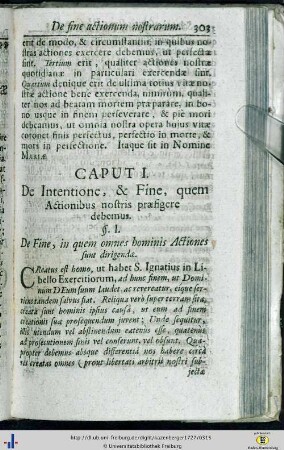Caput I. De Intentione, et Fine...