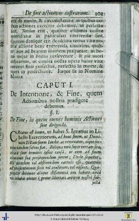 Caput I. De Intentione, et Fine...