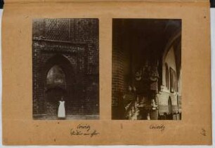 Stadtkirche, Crivitz: Ansicht Portal, Innenansicht (aus: Skizzen- und Fotoalbum 25)