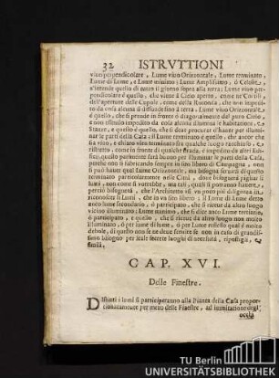 Cap. XVI Delle finestre