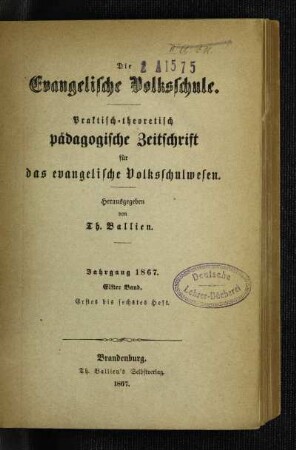11: Die evangelische Volksschule - 11.1867