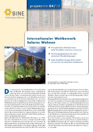 Internationaler Wettbewerb Solares Wohnen.