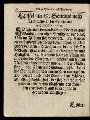 Epistel am 19. Sontage nach Trinitatis/ ...