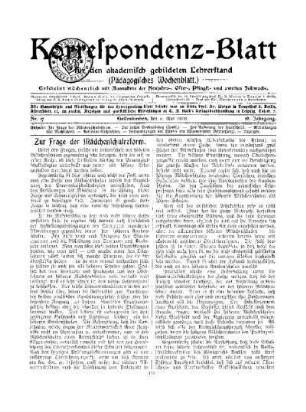Zur Frage der Mädchenschulreform