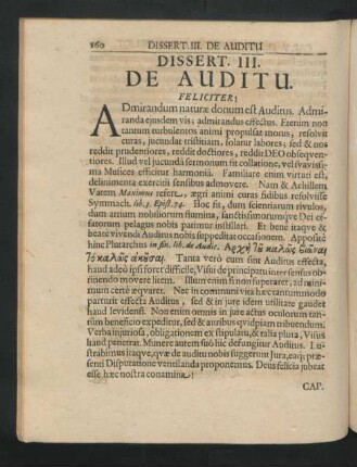 Dissert. III. De Auditu.