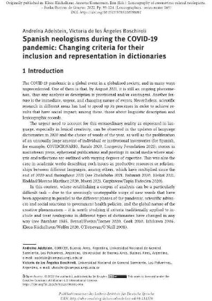 Spanish neologisms during the COVID-19 pandemic: changing criteria for their inclusion and representation in dictionaries
