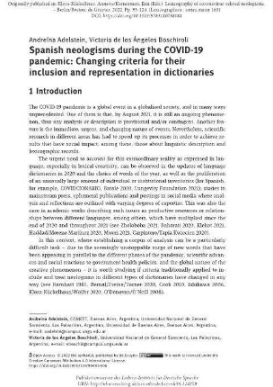 Spanish neologisms during the COVID-19 pandemic: changing criteria for their inclusion and representation in dictionaries