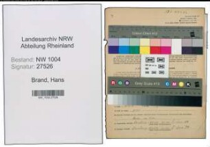 Entnazifizierung Hans Brand , geb. 20.01.1913 (Schneider)
