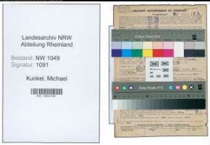 Entnazifizierung Michael Kunkel , geb. 21.02.1897 (Koch)