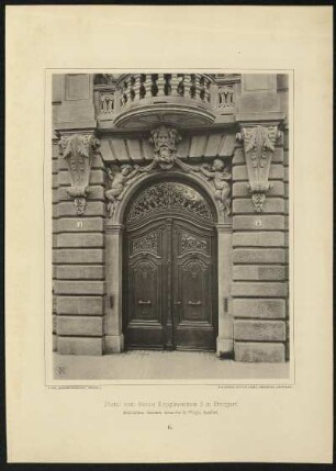 Tafel 6. Portal vom Hause Kepplerstrasse 3 in Stuttgart. Architekten: Bauräte Eisenlohr & Weigle